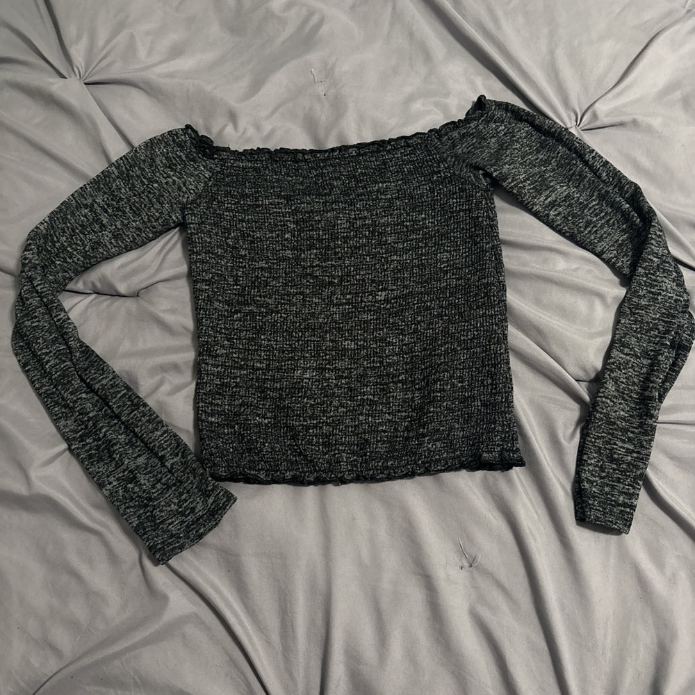 Hollister Off-Shoulder Charcoal Sweater